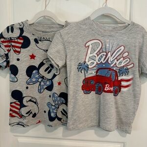 Patriotic Disney Barbie Bundle Graphic T-Shirt Size 3T EUC red white blue